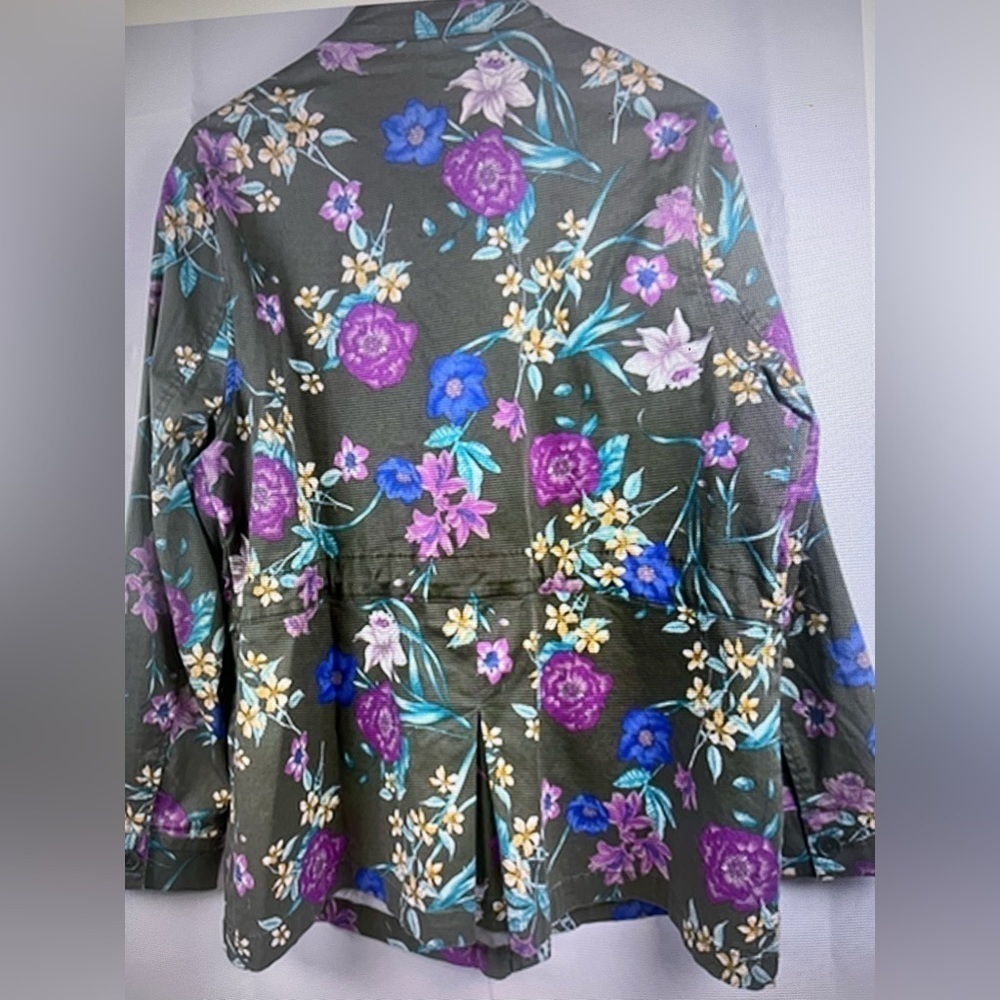 Lane Bryant Womens Twill Floral Print Cotton 4 Pockets Full Zip Jacket Sz 18/20 - Picture 2 of 12
